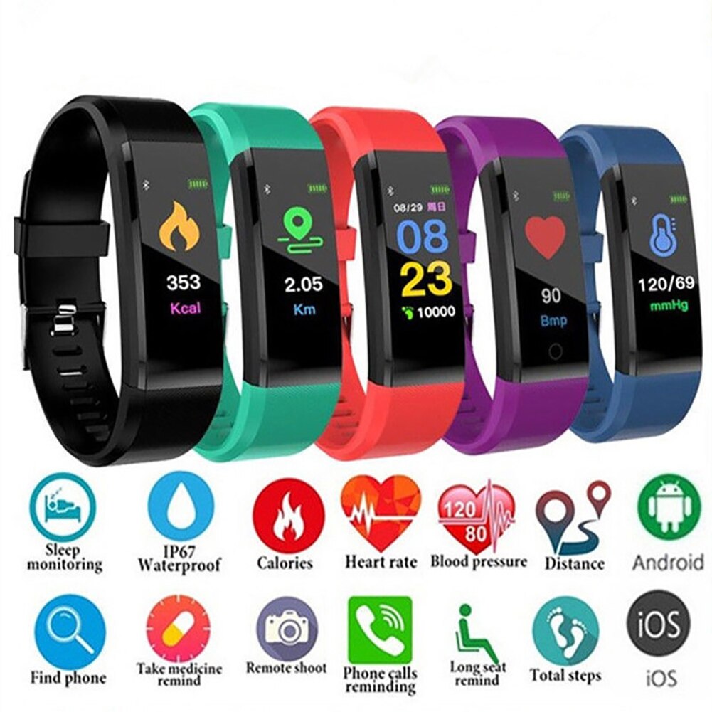 ID115HR PLUS Smart Bracelet Sports Wristband With Heart Rate Monitor Fitness Tracker Band Watch for Xiaomi Phone pk id115plus
