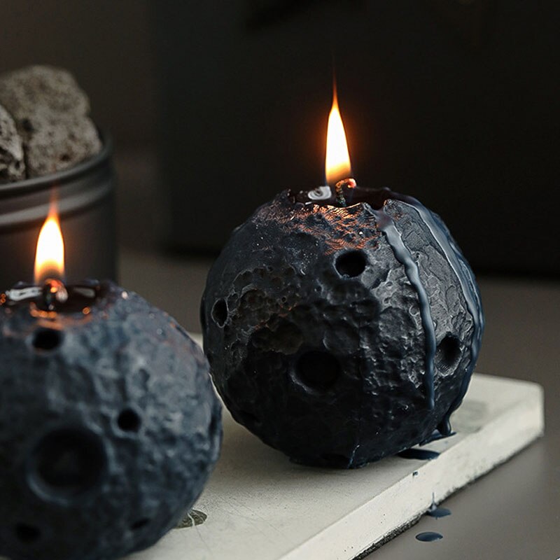 Bougie lunaire noire parfumée, bougies créatives pour chambre à coucher, décoration de la maison, souvenir, sphérique, pour la maison
