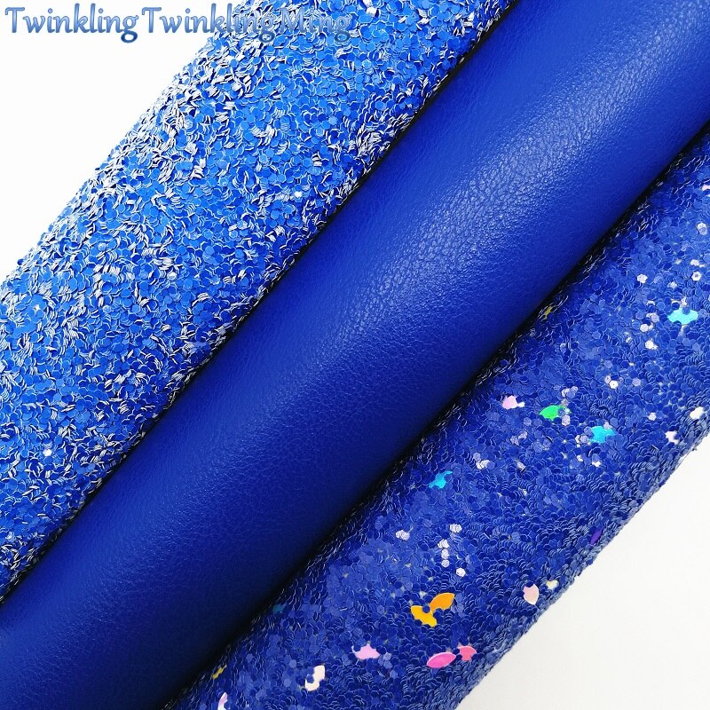 BLUE Glitter Fabirc, Faux Leather Fabric, Synthetic Leather Fabric Sheets For Bow A4 21x29CM Twinkling Ming XM581