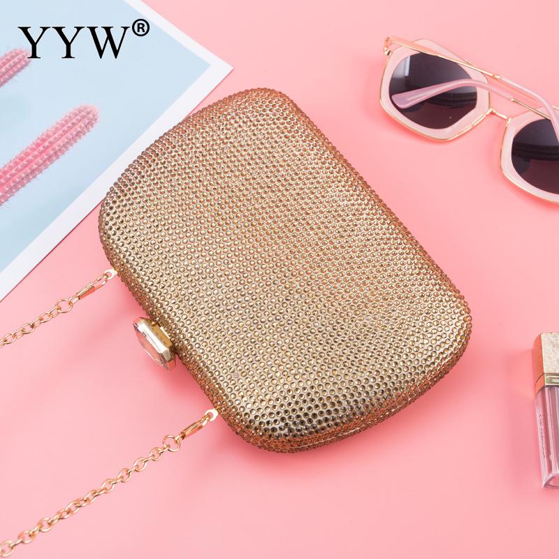 Red Clutch Bag Rhinestone Party Clutch Purse Girl Evening Clutches Girls Bag Mini Phone Purse Bolso Mujer: gold