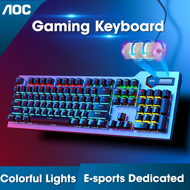 Mechanical Keyboard Wired Gaming Keyboard RGB Mix Backlit USB Wired LED Backlit Axis Gaming Mechanical Keyboard