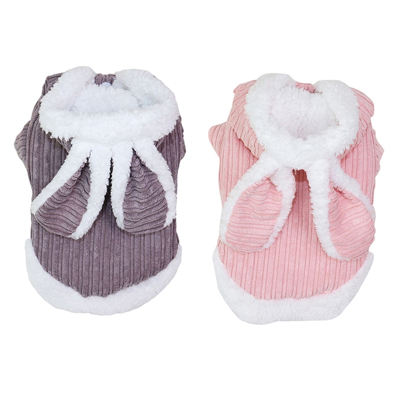 Animal de compagnie automne et hiver vêtements chauds mignon Costume lapin 2 pattes coton rembourré manteau pour chien