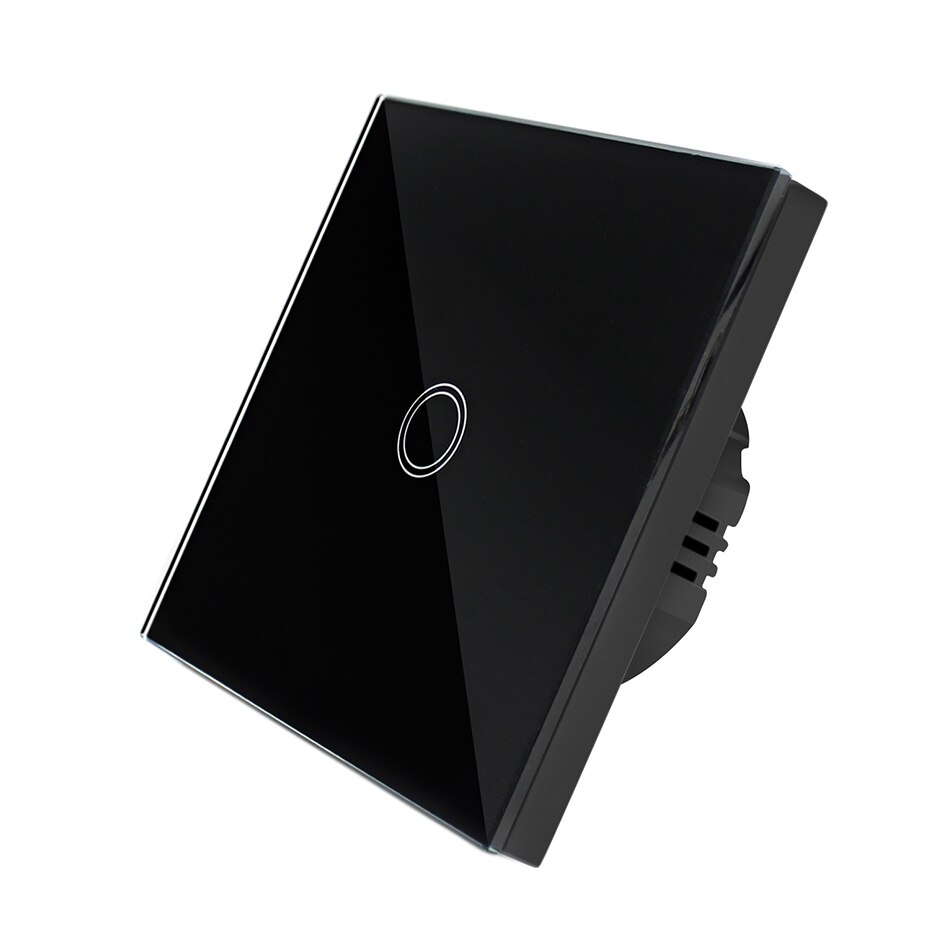 Light Switch for LED Light Touch Screen Wall Light Switch Recessed 220V EU UK Standard Crystal Glass Touch Panel Control Switch: Black 1 gang