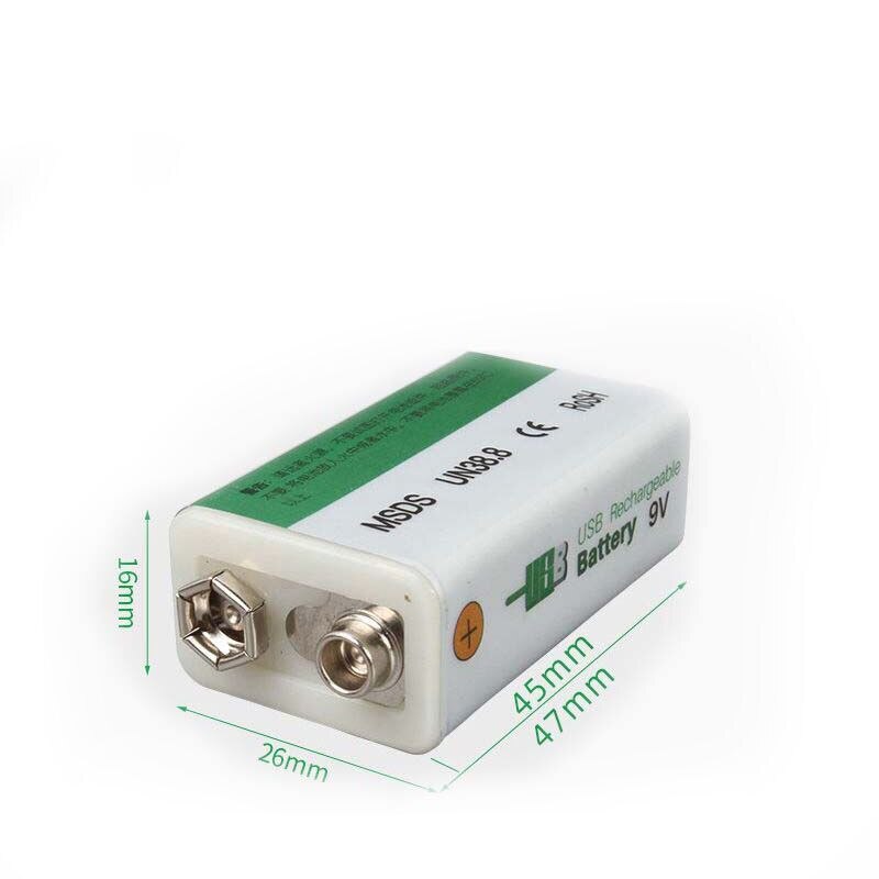 9V Li-ion battery USB cycle charging battery 9V 5500mAH is suitable for camera and other series of electronic products+USB line