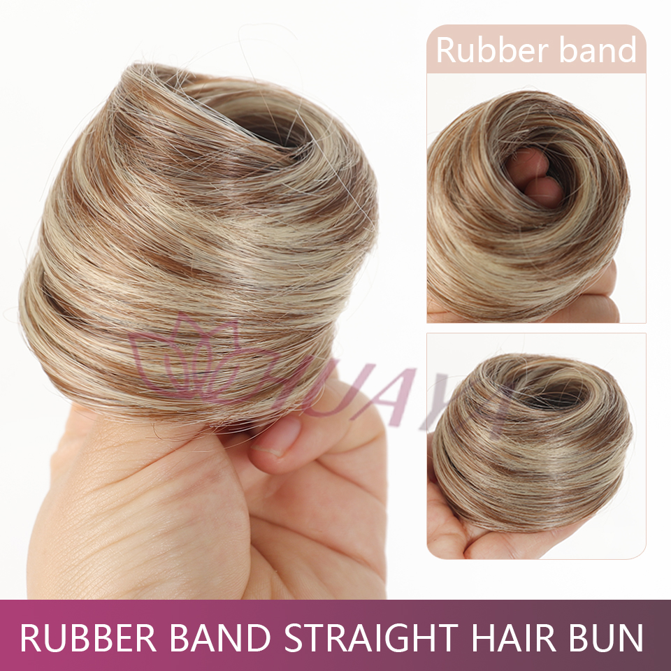 Moño desordenado, extensión de moño recto, Mini banda de goma, moño para el pelo, peluca de Donut sintética, accesorio, moño Updo: #144