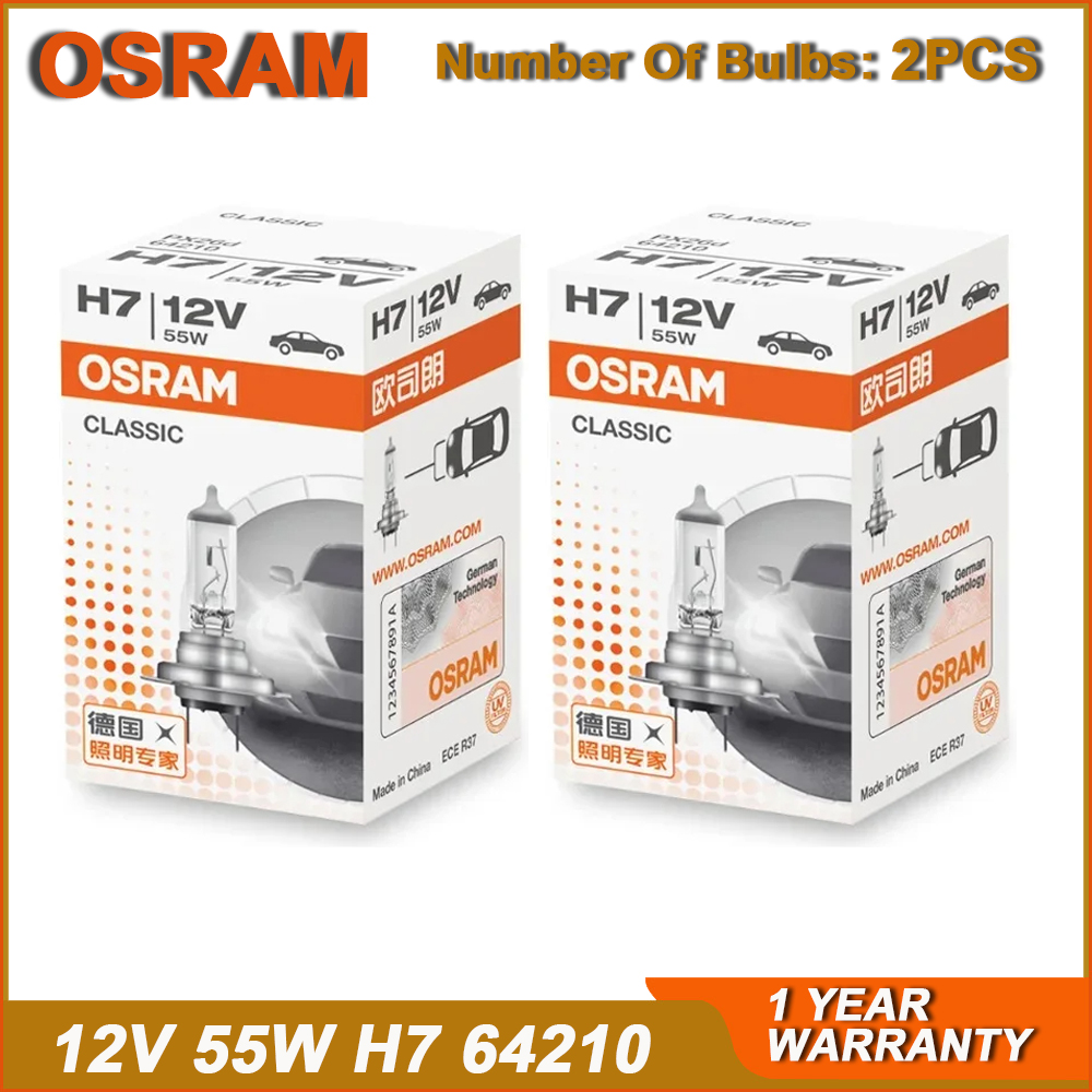 Osram original  h1 h4 h3 h7 standard forlygte 12v 55w 100w 3200k lysdæmpende tågelygte med høj/lav lysstråle bil halogenpære oem  (2 stk.): Foranderlig