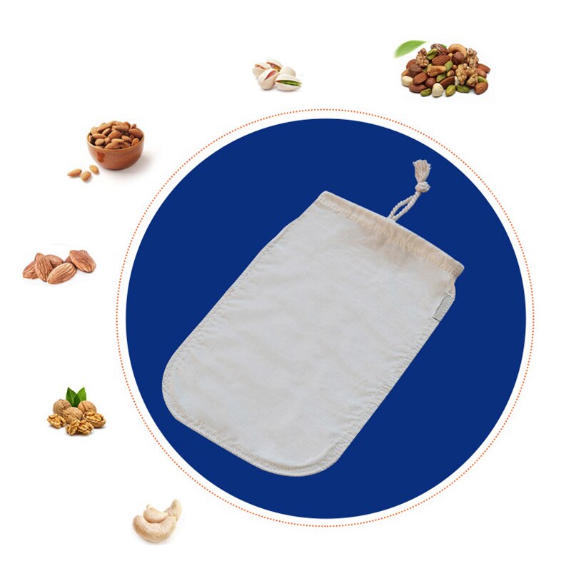 Nut Milk Filter Bag Food Grade Organic Cotton Reusable Food Filter Tea Coffee Juice Filter Bags Bakeware Flour Sieve