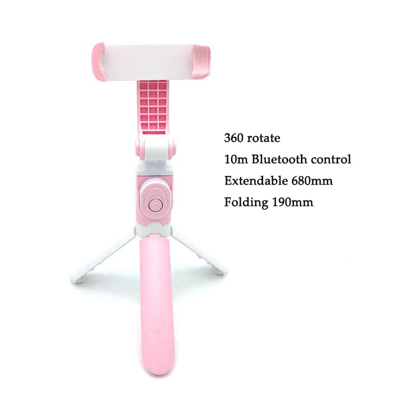 3 In 1 Selfie Stok Telefoon Statief Uitschuifbare Monopod Met Bluetooth-Compatibele Afstandsbediening Voor Smartphone Selfie Stok: Pink