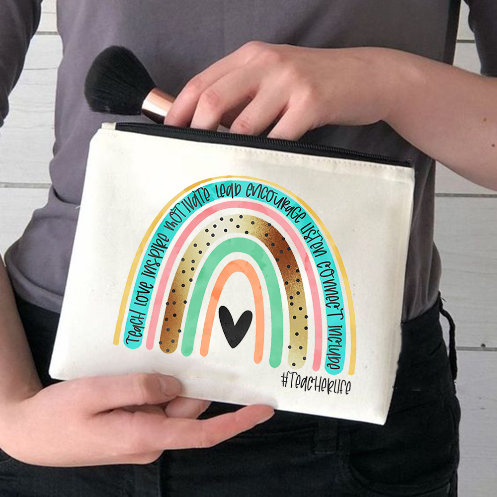 Rainbow Mama torby kosmetyczne piękny nauczyciel torebki na makijaż moda etui na przybory do makijażu zabawna torba do przechowywania duże etui podróżne wielokrotnego użytku: W04062-TBWH-D