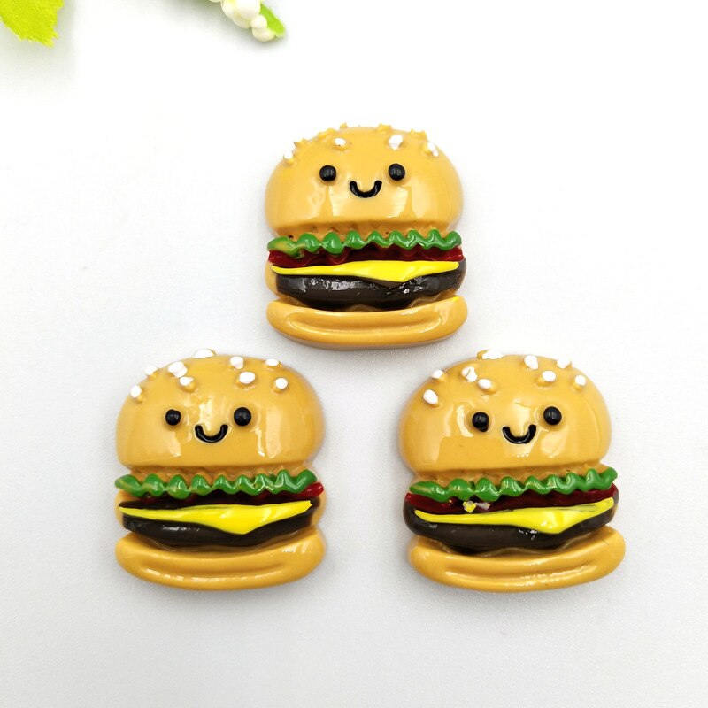 8 stuks Hars Hamburger Ambachten Plaksteen Steen Bruiloft Knoppen Craft Scrapbook Fit Haar Clips Embellishments Kralen Diy