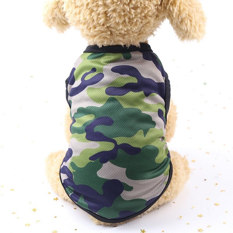 Camouflage Dog Clothes Mesh Clothing for Dogs Small Super Pet Outfits Cute Cartoon Spring Summer Yorkies Print Ropa Para Perro