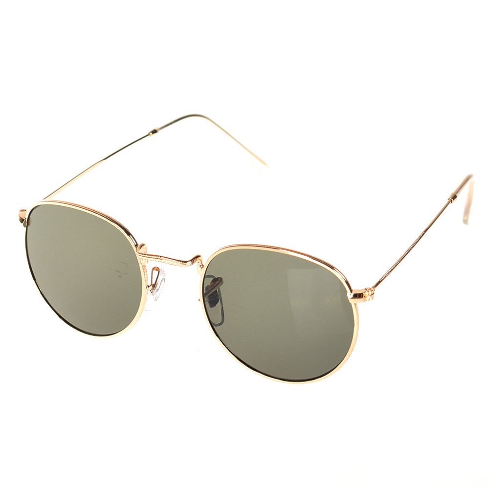 Cat eye vintage mærke rose guld spejl solbriller til kvinder metal reflekterende flad linse solbriller: Grøn
