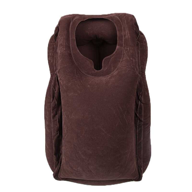 Oreiller gonflable à Air pour voyage, traversin Frontal, coussin de couchage confortable, avion, voiture, voyage, doux, pliable: Dark brown