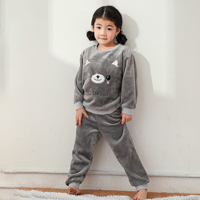 Kinderkleding pak jongens meisjes herfst winter flanellen pyjama voor kinderen meisje cartoon nachtkleding pak meisjes koraal fleece kleding: N94603-1 / 9t