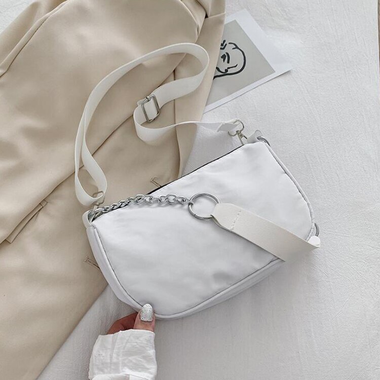 Popolare Sacchetto di Spalla di Modo Borse di Alta Qualità Designer Oxford Borsa Con Tracolla Per le donne Tracolla A Catena Femminile Ascellare: white