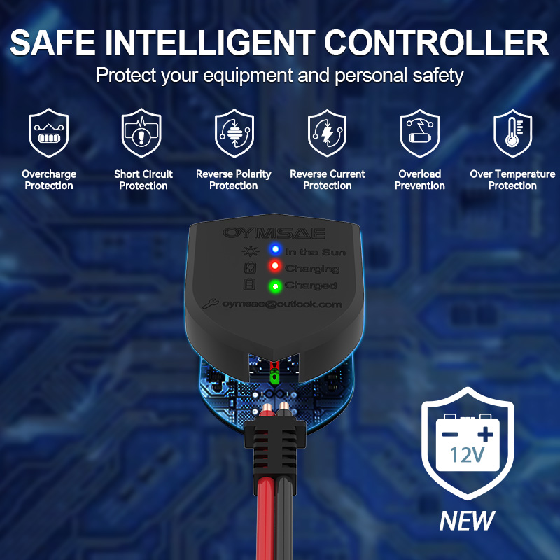 Ładowarka solarna oymsae 30w 12v ładowarka i urządzenie podtrzymujące akumulatory do samochodów, łodzi i aut