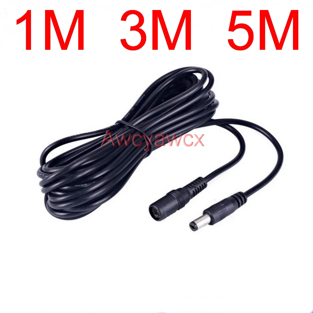 12V DC Power Supply Cable Extension Cord Female to Male Plug 5.5mm 2.1mm Adapter charger CCTV LED Light solar energy fan 5M 1M