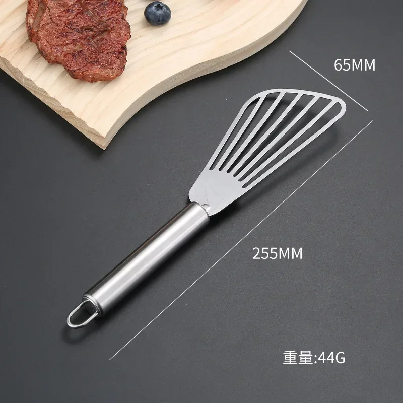 Espátula ranurada de acero inoxidable para pescado, pescado plano, rebanada de carne, espátula para freír, pala giratoria, suministros de cocina, utensilios de cocina: Verde claro