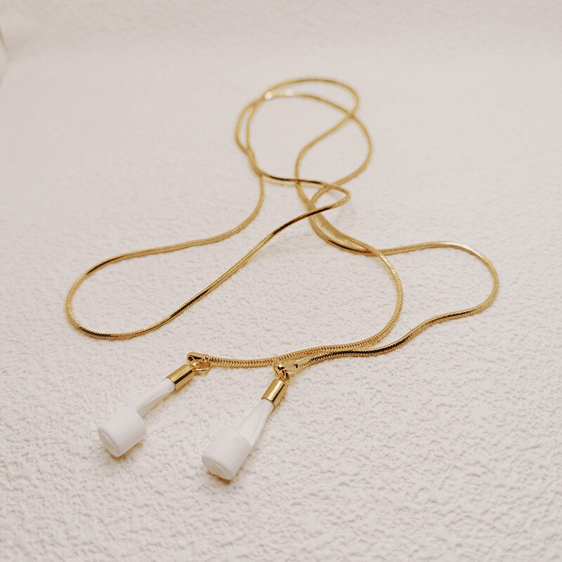 Anti-Verloren Kettingen Voor Airpods Snake Collier Creatieve Metalen Mode Ketting Trui Oortelefoon Accessoires: Goud-kleur