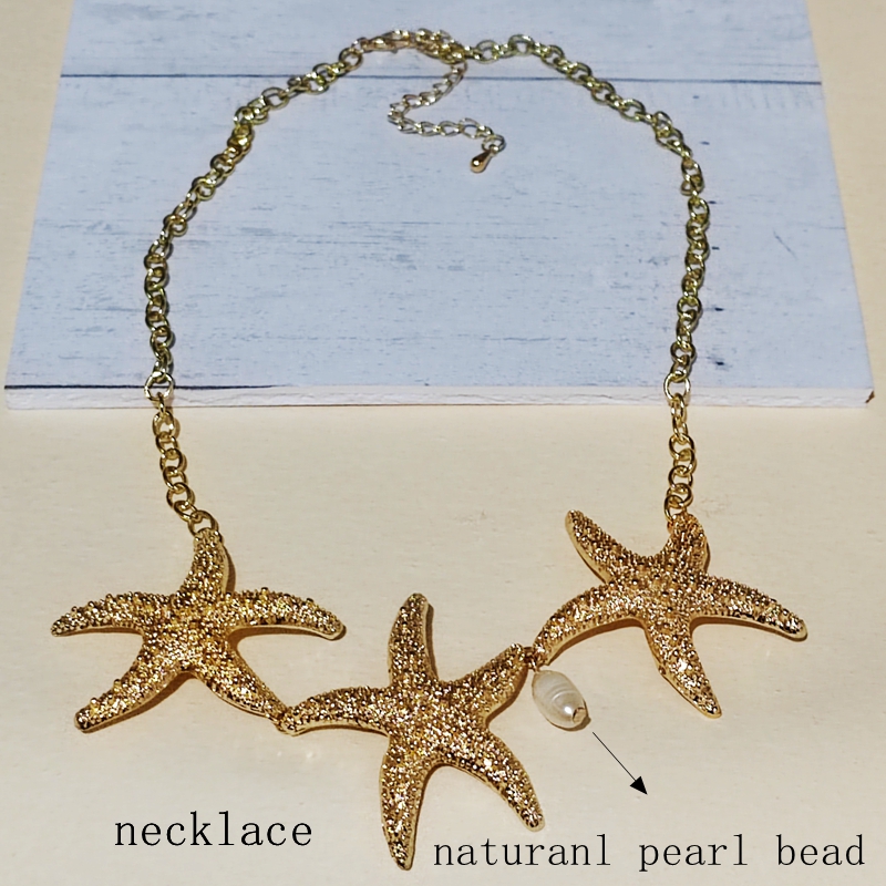 Pulsera y brazalete de estrella de mar elástico dorado, joyería de playa para mujer y niña: Oro oscuro