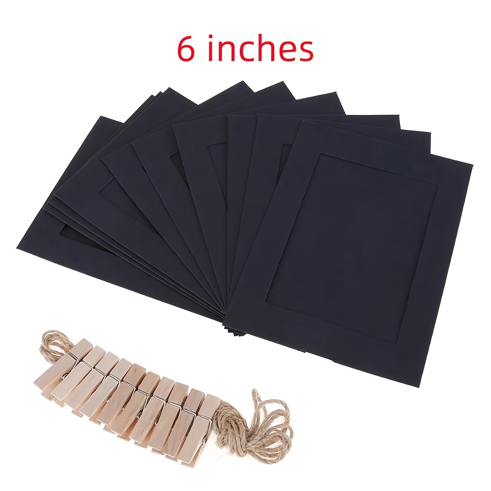 10pcs Photo Cardboard Picture Frame, DIY Paper Photo Frame With Wooden Clips, Wall Decoration, Bedroom decorative picture frame: Chocolate
