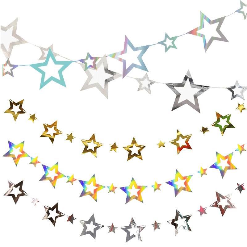 Glitter Stars Garland Banner Decoration Star Hanging Bunting Banner for Graduation Wedding Birthday Christmas Party Supplie