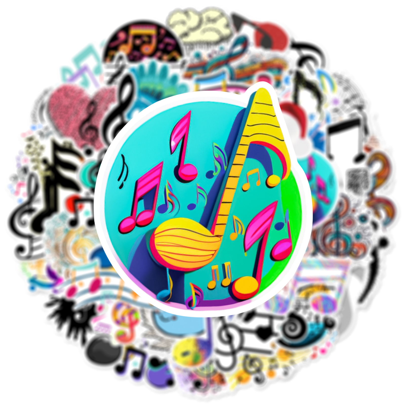 10/30/60 Uds. Pegatinas de grafiti de notas musicales divertidas calcomanía de dibujos animados DIY Scrapbooking portátil maleta para guitarra monopatín juguete para niños