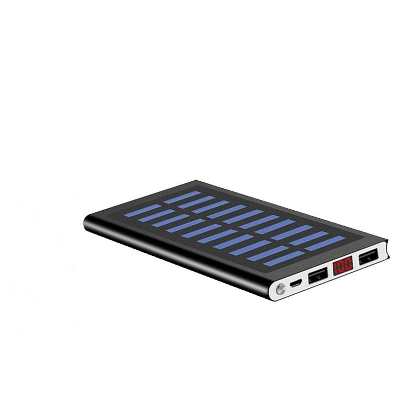 Solenergibank 50000 mah 2 usb eksternt batteri led bærbar powerbank mobiltelefon solcelleoplader til smartphone