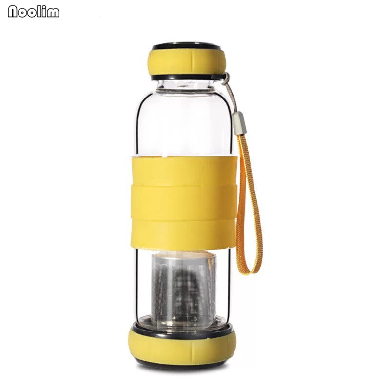 420ml bærbar græskar forretning gennemsigtig vandglas med te infusionsvæske anti skold udendørs flaske fødselsdag drinkware: Gul
