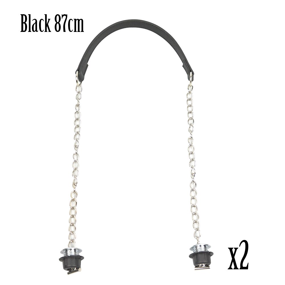 1 Pair long Silver screw single Chain Obag OT metal buckle colorful handles for Obag O Bag women shoulder Handbags: black