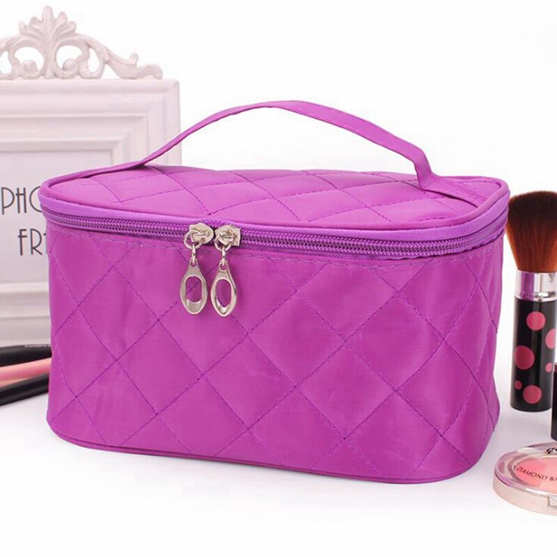 Kvinder rejser kosmetiktasker diamantgitter lynlås mænd makeuptasker arrangør skønhed toilettaske badevask makeup kits etui: 4