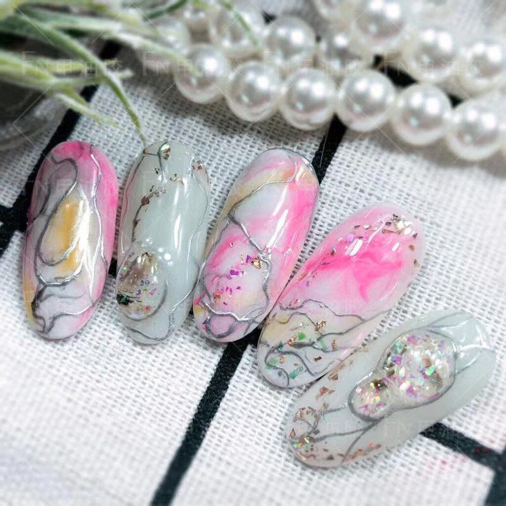 Nail art metal malet plast børstet plast spejl fototerapi lim metal farve metal coating klæbemiddel *