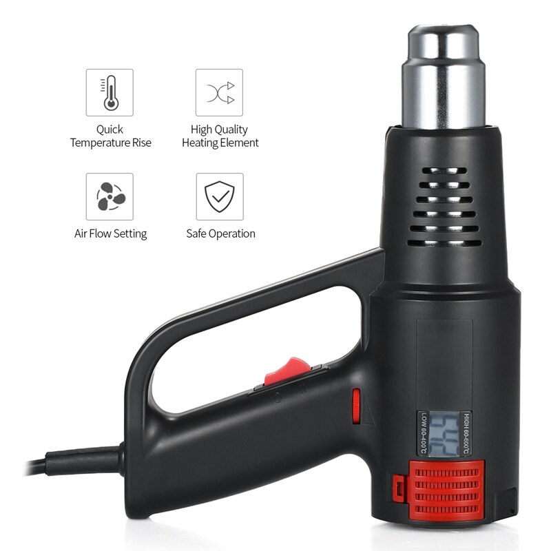 2000w industriële luchtgereedschappen lcd digitale temperatuurgeregelde warmteblazer elektrisch instelbare temperatuur warmtegereedschap eu-stekker