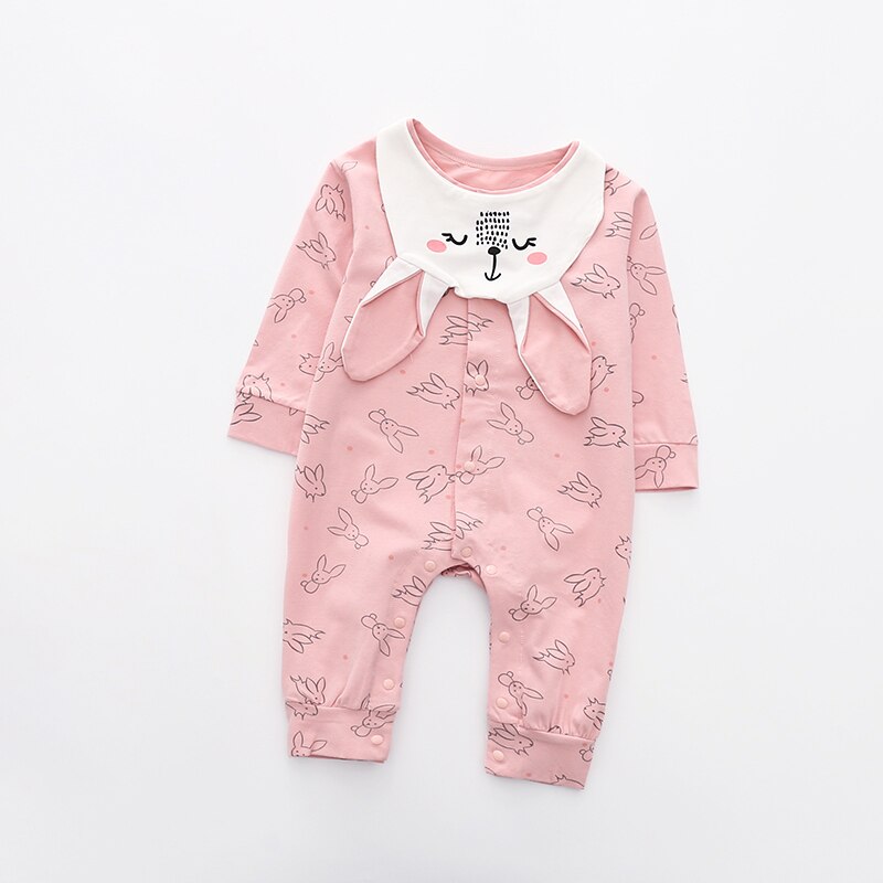 Hiver infantile bébé garçon fille barboteuse coton à manches longues combinaison bébé fille garçon vêtements + salive serviette -né bambin tenues