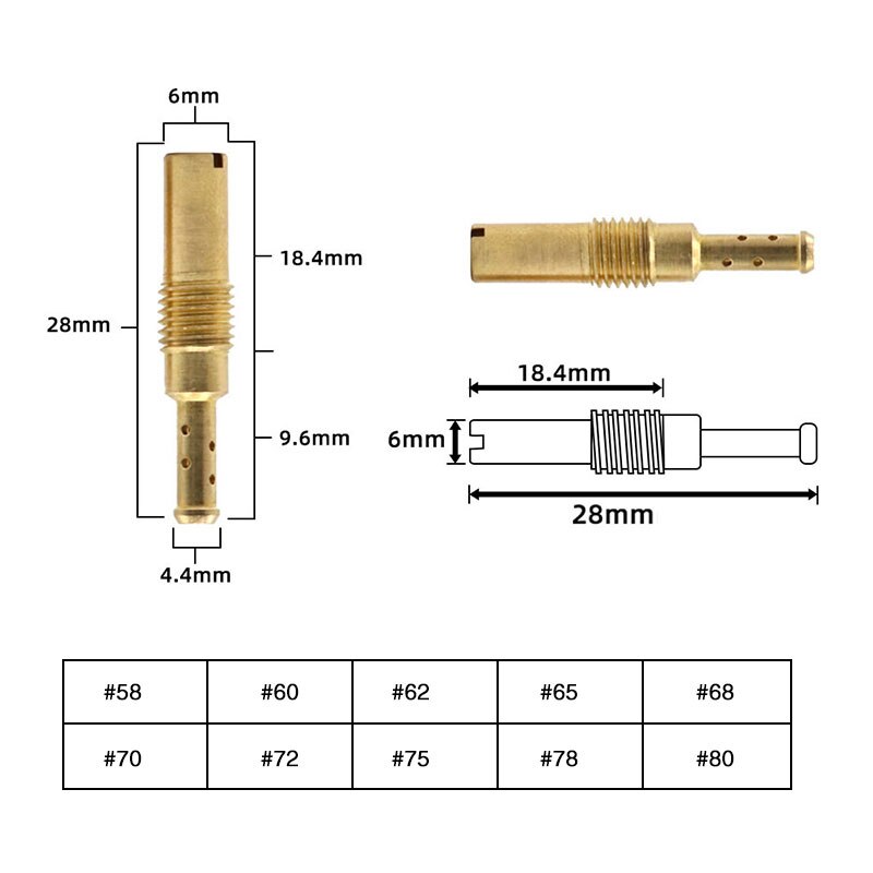 Zsdtrp Carburateur Trage Pilot Jet Vice Injector Nozzle Voor Pwk Pwm Pe 20 22 24 26 28 30 Pj FCR-MX Carburateur