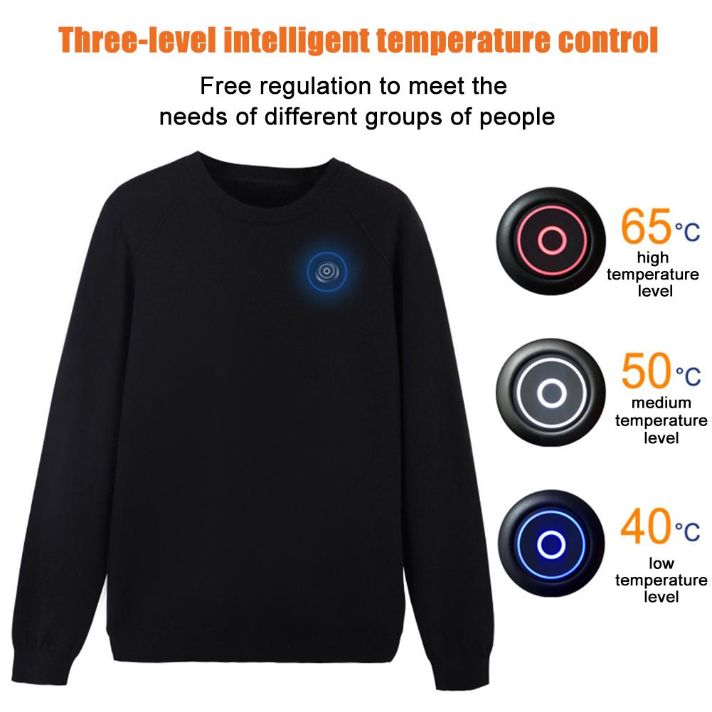 Elektrisk opvarmning tøj opvarmet skjorte usb opvarmning intelligent plus fløjljakke termisk undertøj top til kvinder mænd m / l / xl / xxl