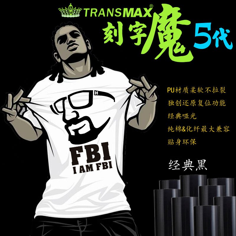 Cutting Vinyl Sticker Rolls 50cm x1m Heat Transfer PU Vinyl With Sticky Back 33colors Cutter Press: Black