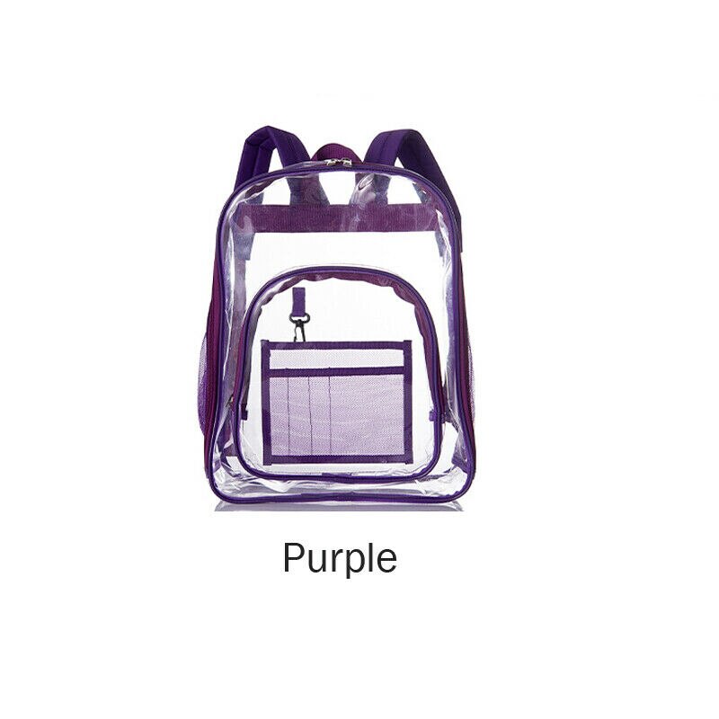 Women Backpack Clear Transparent PVC Multi-pockets School Bag Travel Backpack AU: Purple