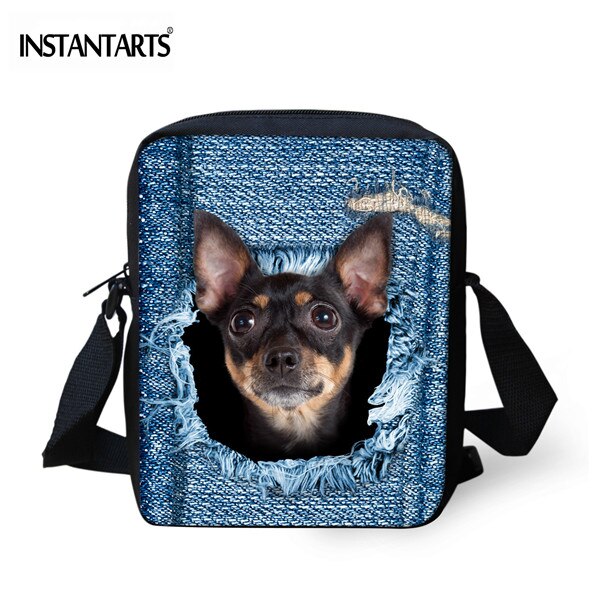 Instantarts Kawaii 3D Denim Kat Print Vrouwen Mini Messenger Bag Mode Dames Reizen Schoudertas Cross Body Bags: C3306E