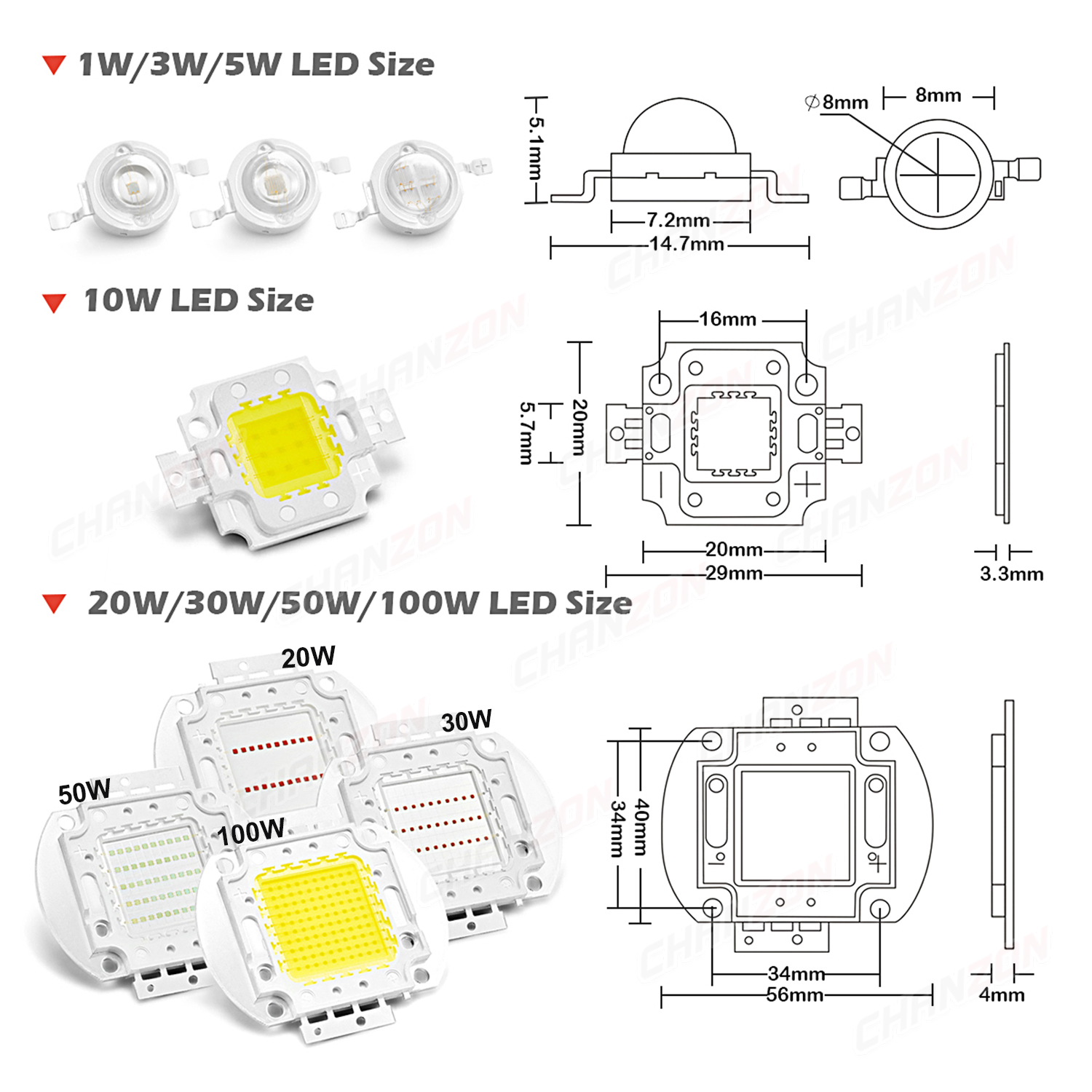 Chip de luz Led de alta potencia, 1W, 3W, 5W, 10W, 20W, 30W, 50W, 100W, blanco frío Natural cálido, DIY, 1, 3 vatios, Smd Cob, bombilla de reflector brillante