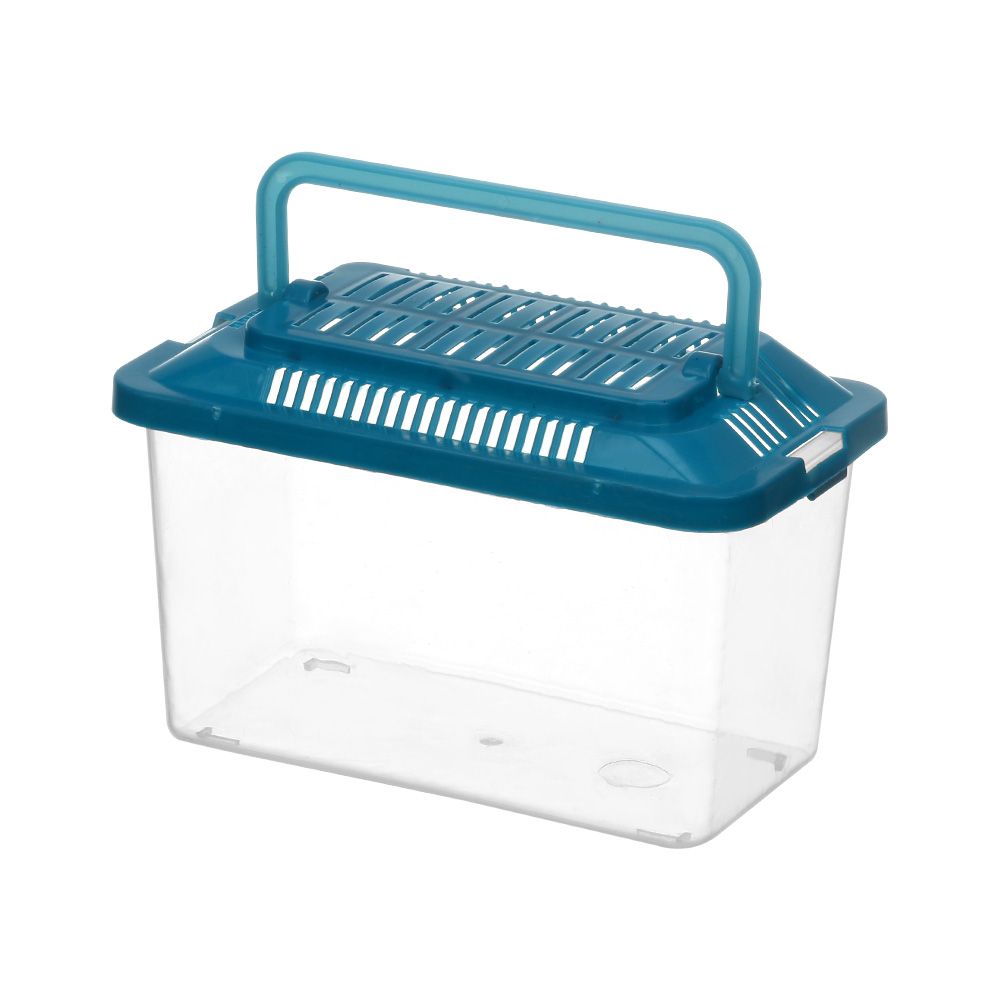 1PC Portable Cage Bowls Feeding Goldfish Turtle Tank Hamster Transparent Box Fish Aquatic Plastic Pet Supplies Aquariums: M(15x9x11cm)