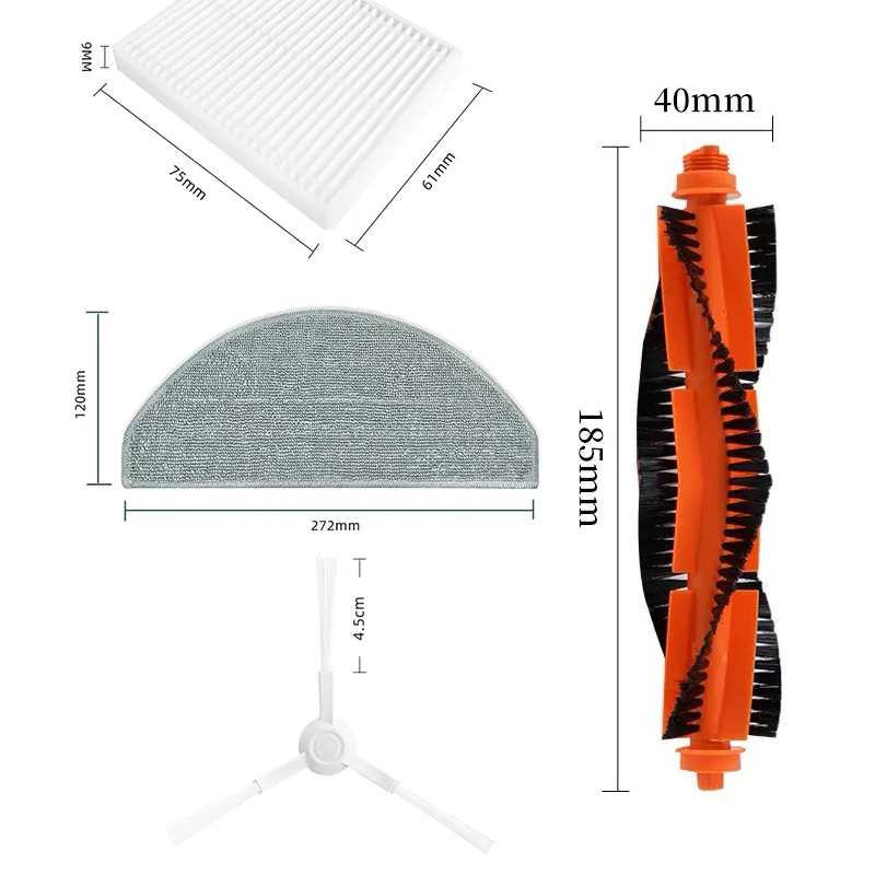 For Xiaomi S20 / D106 Cleaner Robot Vacuum Cleaner Replacement Parts Main Side Brush Cover HEPA Filter Mop Parts Accessories
