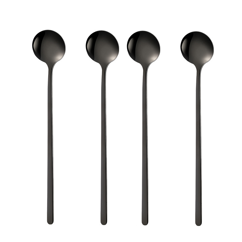 304 kaffeskjeer i rustfritt stål, iskremskje, juice, te, metallskjeer, røreskje, servise, langt skaft, teskje, dessertskje: Elfenben