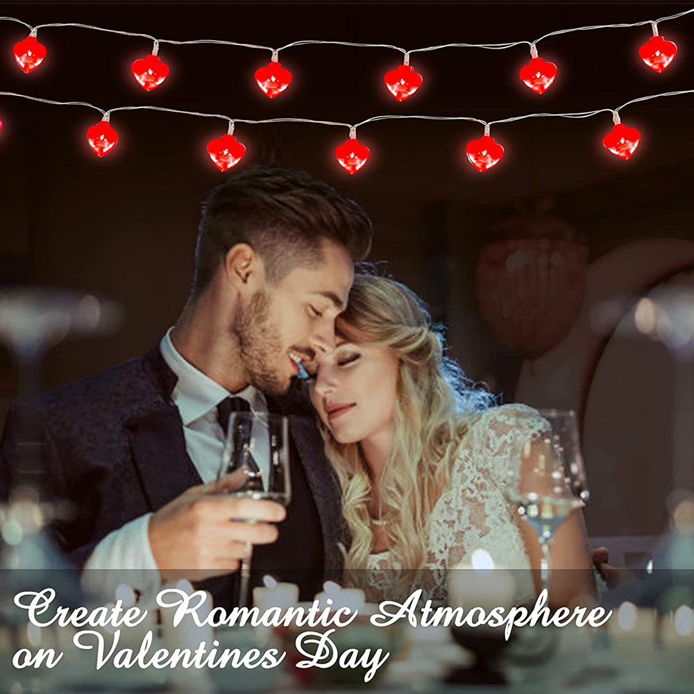 Battery Operated 10/20/30/40leds Heart Shaped String Lights Heart Love Valentine Lights for Wedding Party Birthday Home Decor