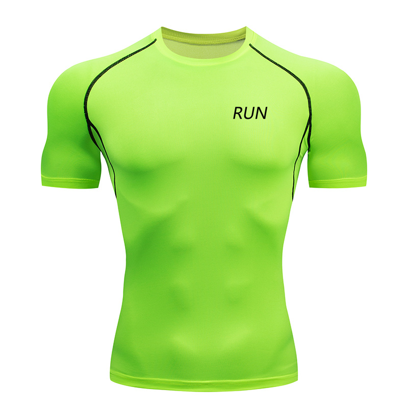 Kompressionströja med kort ärm, svart fitness-t-shirt, herr, muskeltorkande, snabbtorkande, gymkläder, solskydd,  rl00238: S / Grå