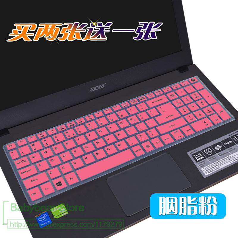 15 tommer tastatur silikonetastaturbeskyttelsesdæksel til acer aspire  e15 e 15 e5-573g 532 522 v3-574 f5-572 tmp 257 e5-573 e5 573g: Lyserød