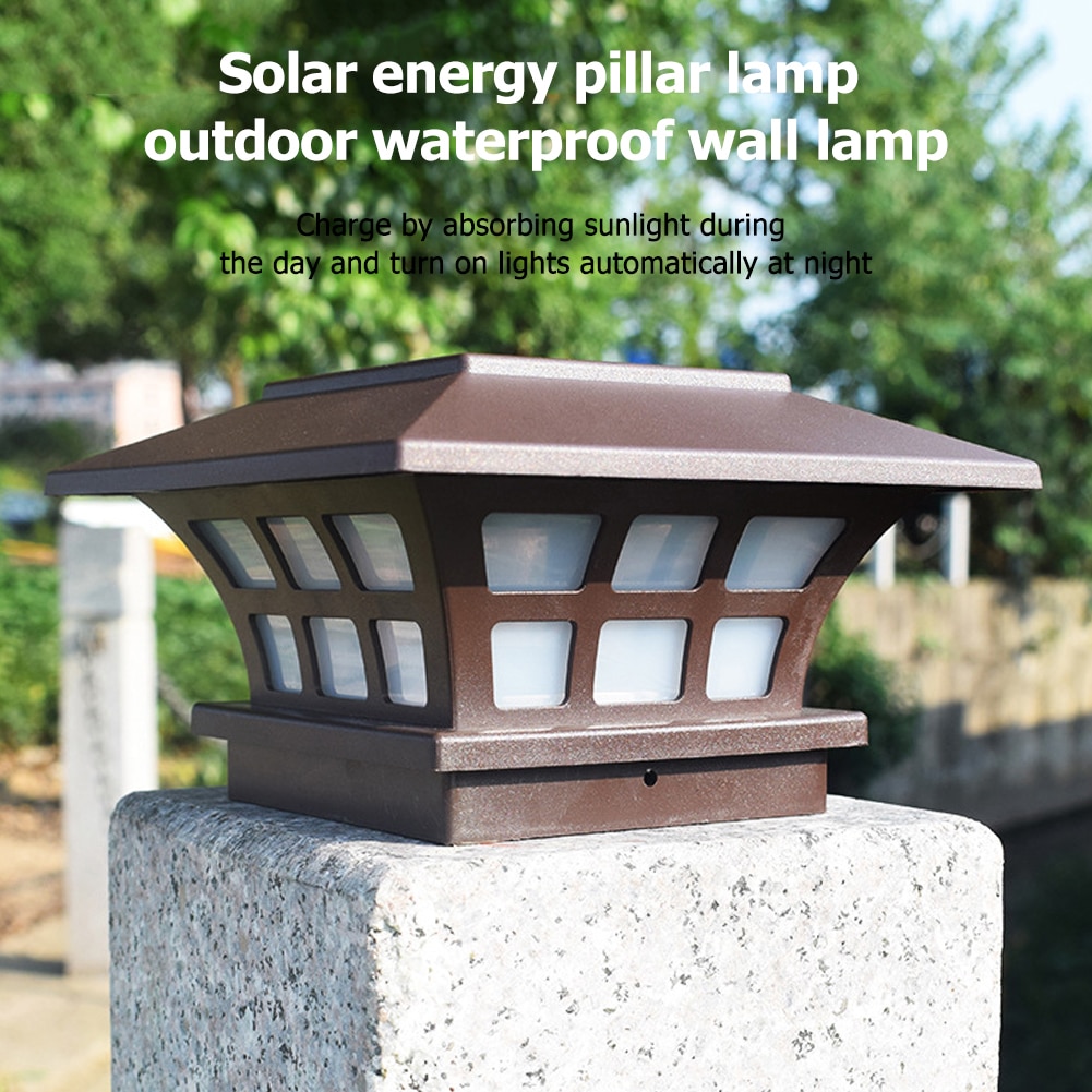 Quinlirra Outdoor Solar Post Light, Solar Pillar Lights Modern LED Fence Deck Cap Lamp IP65 Waterproof Lantern Luxury Landscape Column Light - View #6