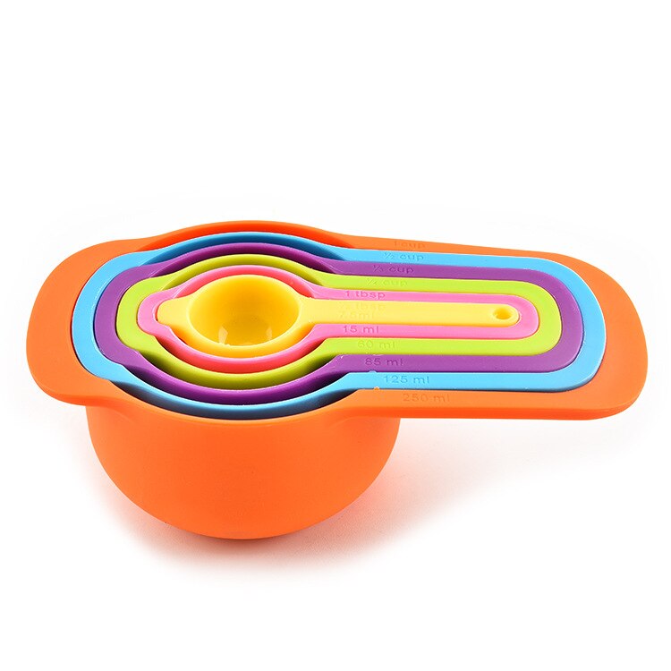 Baking Rainbow Bowl Plastic Measuring Cup Bowl 10-Piece Set with Scale Measuring Spoon Integrated Nano Sieve Set