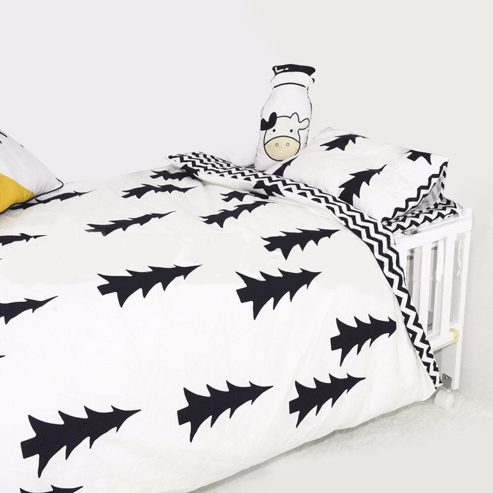 3 st baby sängkläder set bomull spjälsäng barnsäng överkast vit randigt mönster barnsäng inklusive påslakan örngott lakan