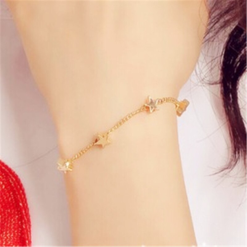 Frauen Baby Mädchen Armbänder Gold Farbe Herz-förmigen Glück Perlen Kette Schmuck